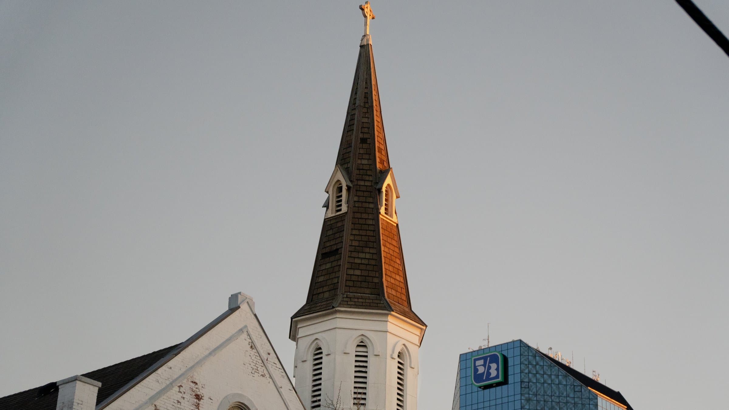 A church steeple in warm evening light, Lexington
