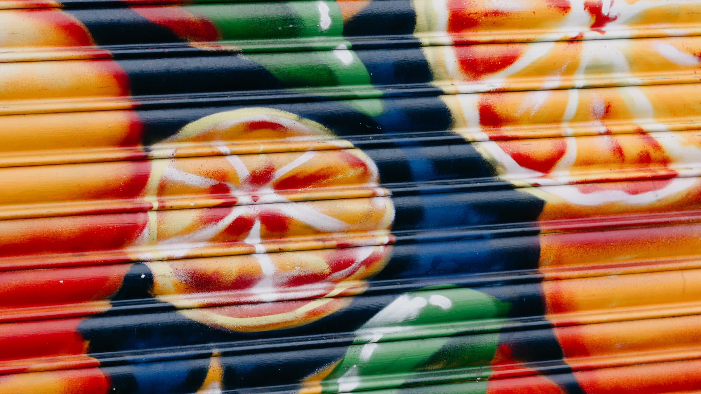 Painted shutters with orange slices